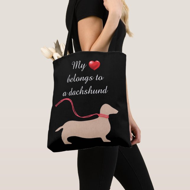 My Heart Belongs To A Dachshund Tote Bag (Close Up)