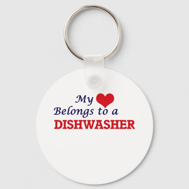 My heart belongs to a Dishwasher Key Ring (Front)