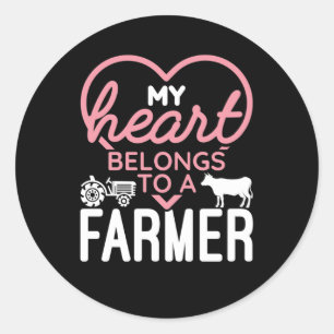 My Heart Belongs to a Farmer Classic Round Sticker