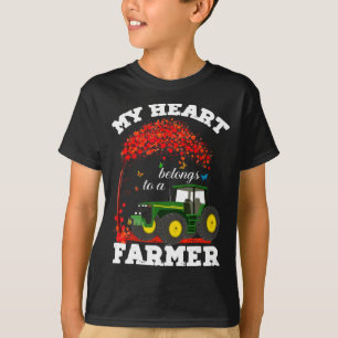 My Heart Belongs To A Farmer Valentine For Farmer  T-Shirt