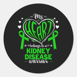 My Heart Belongs To A Kidney Disease Warrior Kidne Classic Round Sticker