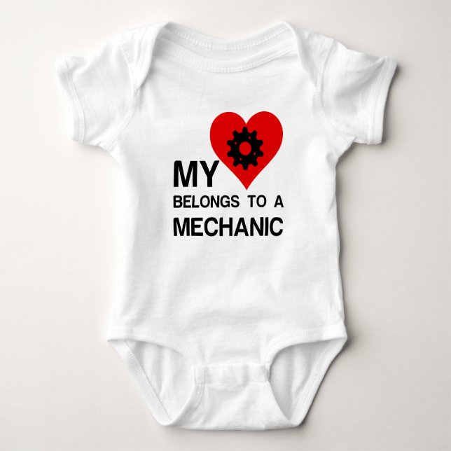 MY HEART BELONGS TO A MECHANIC BABY BODYSUIT (Front)
