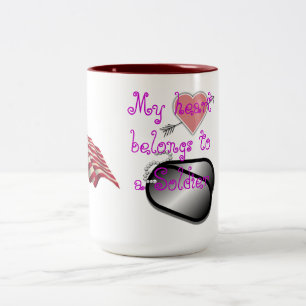 My Heart Belongs To A Soldier Flag Stars N Stripes Two-Tone Coffee Mug