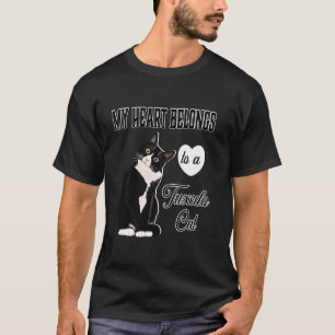 My Heart Belongs To A Tuxedo Cat Gift Kitten Lover T-Shirt