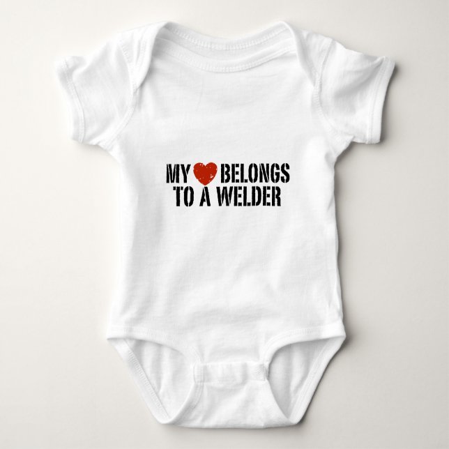 My Heart Belongs to a Welder Baby Bodysuit (Front)