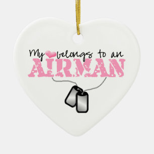 My Heart Belongs to an Airman Ceramic Tree Decoration