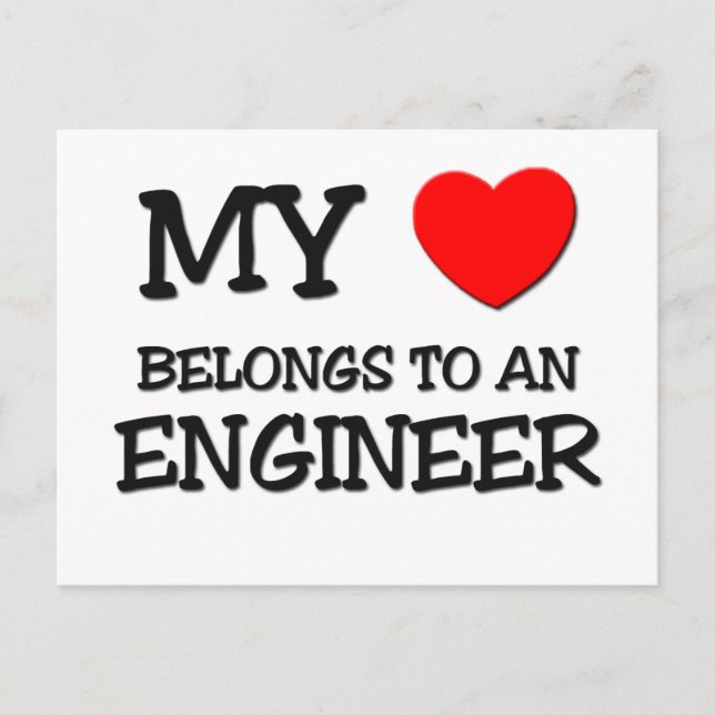 My Heart Belongs To An ENGINEER Postcard (Front)