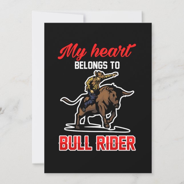 My Heart Belongs To Bull Rider Cowboy Rodeo Gift Invitation (Front)