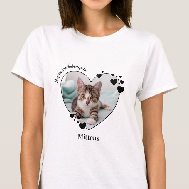 My Heart Belongs To Cat Lover Pet Photo T-Shirt (Creator Uploaded)