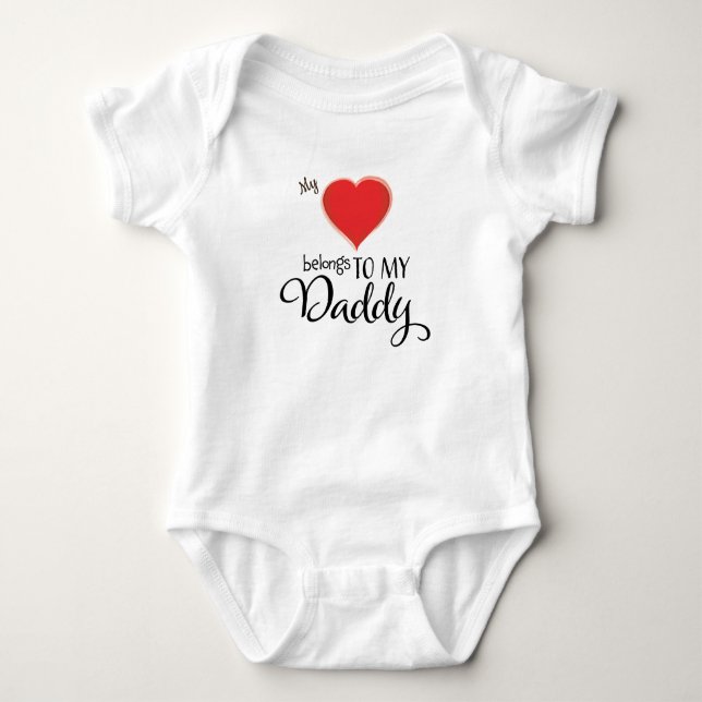 My Heart Belongs to Daddy Cute Modern Baby Bodysuit (Front)