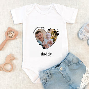 My Heart Belongs To Daddy Personalised Baby Photo Baby Bodysuit