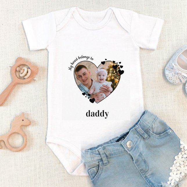 My Heart Belongs To Daddy Personalised Baby Photo  Bodysuit (Creator Uploaded)