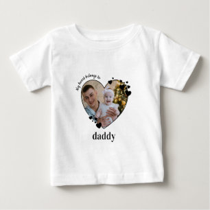 My Heart Belongs To Daddy Personalised Baby Photo  T-Shirt