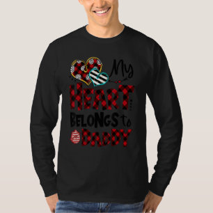My Heart Belongs To Daddy Red Plaid Heart Valentin T-Shirt