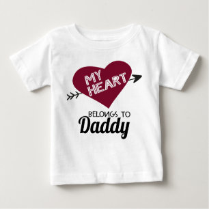 My heart belongs to Daddy white with red heart Baby T-Shirt