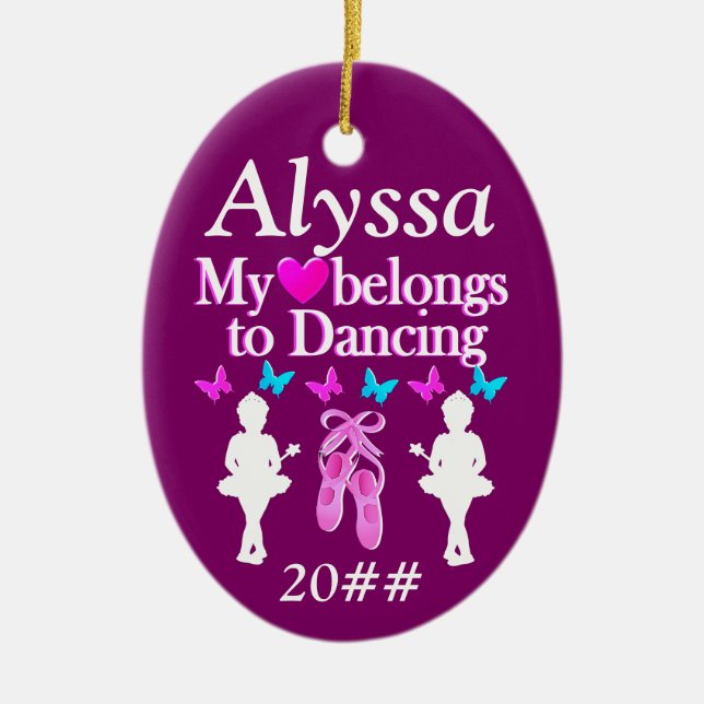 MY HEART BELONGS TO DANCING PERSONALIZED ORNAMENT (Front)