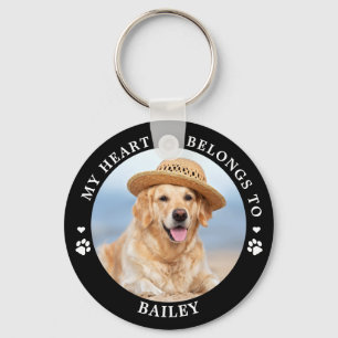 My Heart Belongs To Dog Custom Pet Photo Key Ring