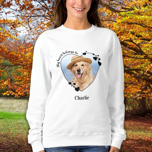 My Heart Belongs To Dog Lover Custom Pet Photo Sweatshirt (Creator Uploaded)
