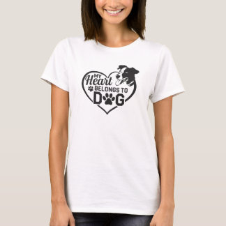 My Heart Belongs To Dog Lover Pet Photo T-Shirt