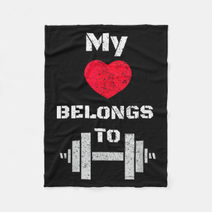 My Heart Belongs To Gym - Funny Valentine Fleece Blanket