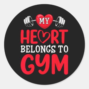 My Heart Belongs To Gym Funny Valentines Day Classic Round Sticker