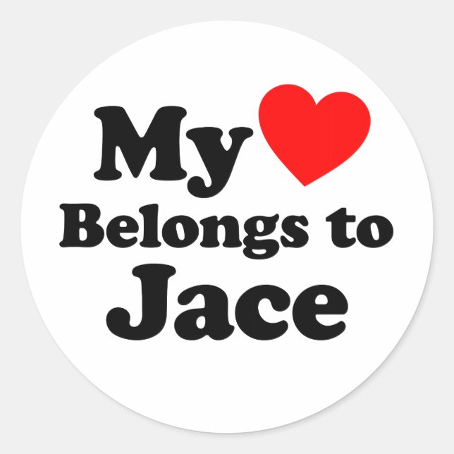 My Heart Belongs to Jace Classic Round Sticker (Front)
