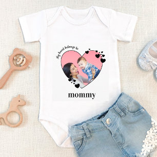 My Heart Belongs To Mummy Personalised Baby Photo Baby Bodysuit