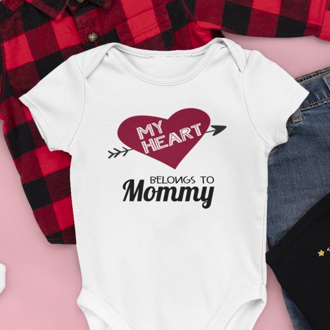 My heart belongs to Mummy white  with red heart Baby Bodysuit (Creator Uploaded)