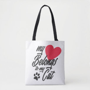 My Heart Belongs to My Cat Valentine Tote Bag