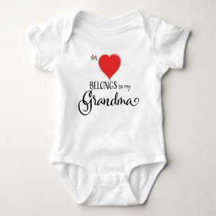 My Heart Belongs To My Grandma Cute Modern Baby Bodysuit