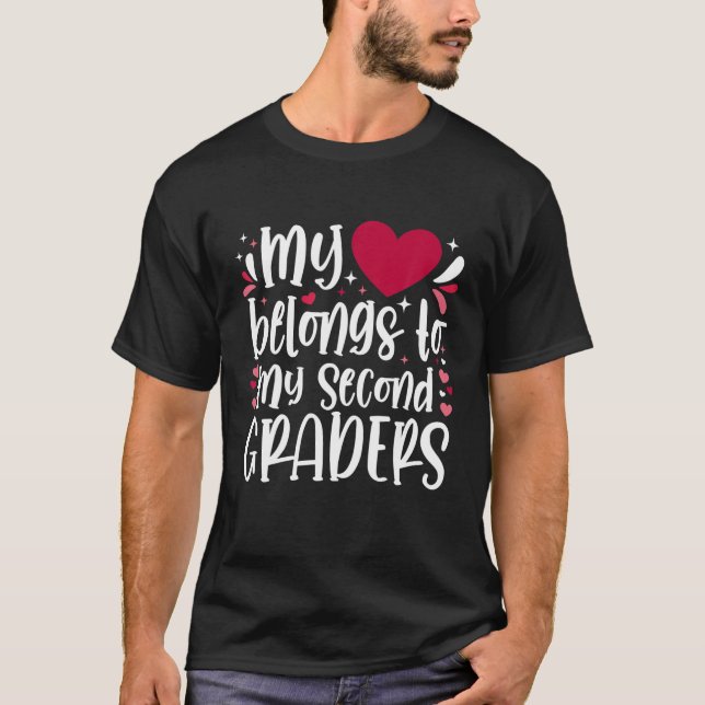 My Heart Belongs to My Second Graders Teacher Vale T-Shirt (Front)