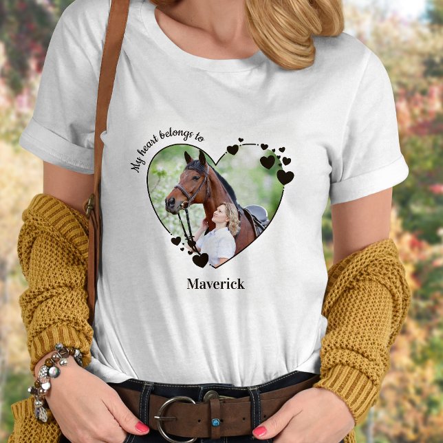 My Heart Belongs To Personalised Horse Lover Photo T-Shirt (Creator Uploaded)
