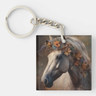 My Heart Belongs To Personalised Natural Horse  Key Ring