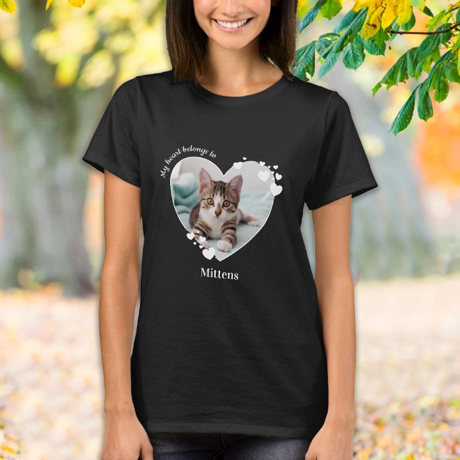 My Heart Belongs To Pet Photo Cat Lover T-Shirt (Creator Uploaded)