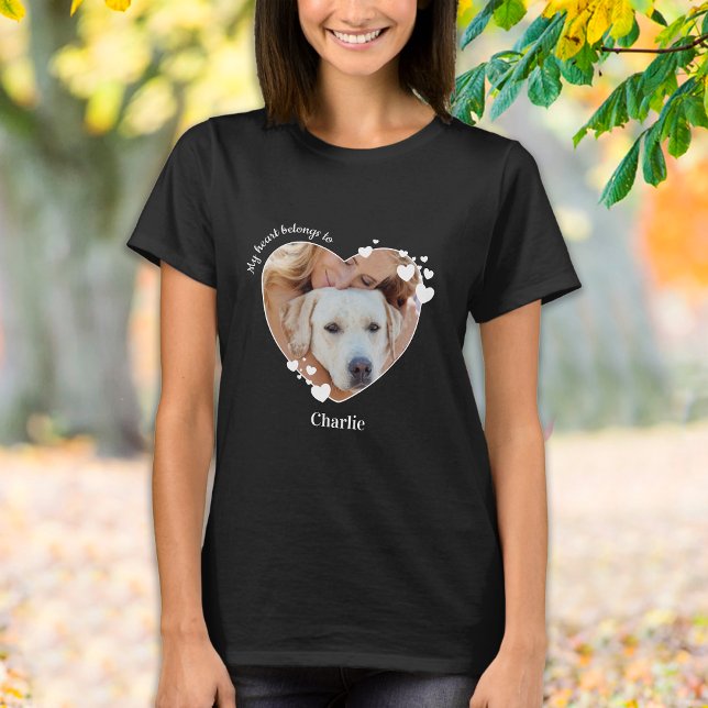 My Heart Belongs To Pet Photo Dog Lover T-Shirt (Creator Uploaded)