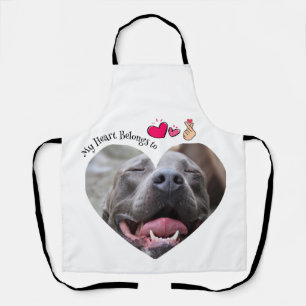 My Heart Belongs to Pitbull dog custom photo Apron