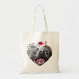 My Heart Belongs to Pitbull dog custom photo Tote Bag