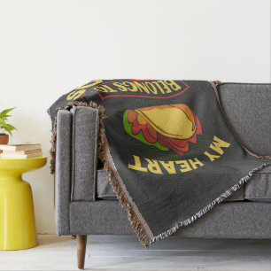 My Heart Belongs To Tacos Throw Blanket