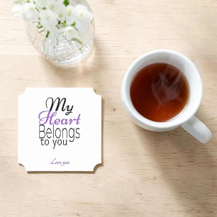 My Heart Belongs to You Romantic Personalised Paper Coaster