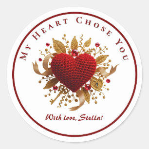 My Heart Chose You Romantic Knitted Heart Sticker