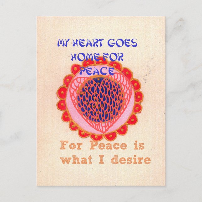 "My Heart Goes Home for Peace" Art Print Postcard (Front)