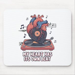 "My Heart Has Its Own Beat" Funny Vinyl Record Mouse Pad