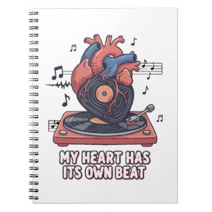 "My Heart Has Its Own Beat" Funny Vinyl Record  Notebook