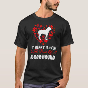 My Heart Held Paws Of Bloodhound Dog Valentine T-Shirt