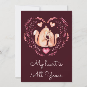 My Heart Is All Yours Cute Fox Valentines Day Holiday Card