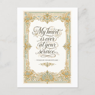 "My Heart Is Ever at Your Service" Shakespeare Postcard