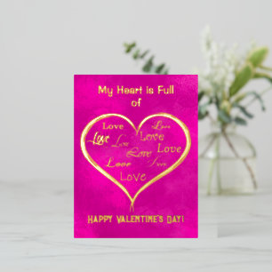 My Heart is Full of Love, Valentine Foil Invitation Postcard