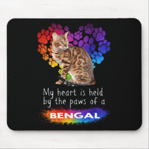 My Heart Is Held By The Paws Of A Bengal Cat Mouse Pad