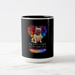 My Heart Is Held By The Paws Of A French Bulldog Two-Tone Coffee Mug