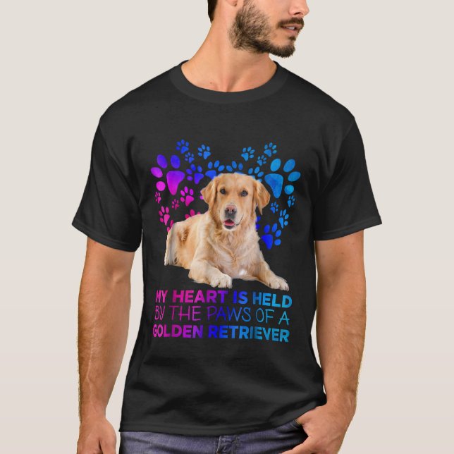 My Heart Is Held By The Paws Of A Golden Retriever T-Shirt (Front)